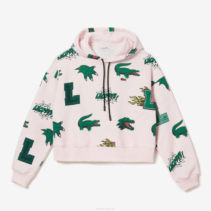 rose clair t03 V6HV2556 femmes Lacoste sweat oversize à capuche en polaire
