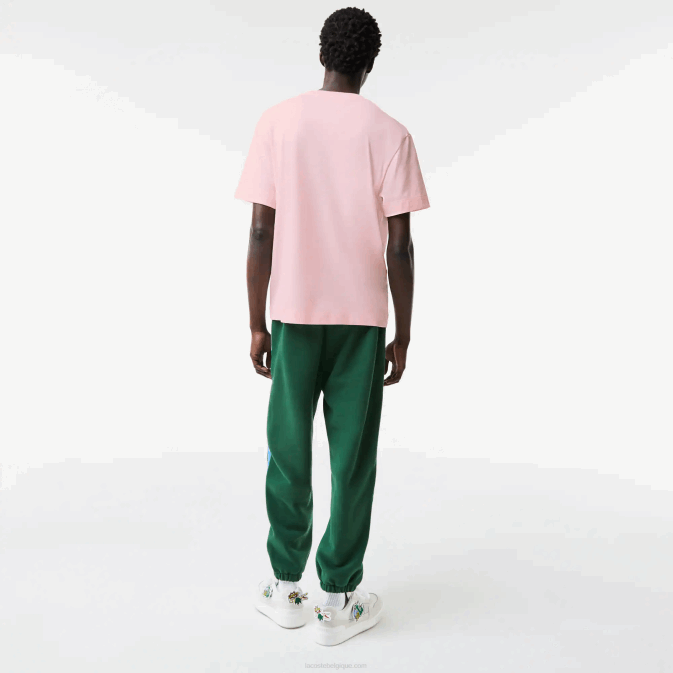 rose clair t03 V6HV610 Hommes Lacoste t-shirt oversize en crocodile coupe décontractée