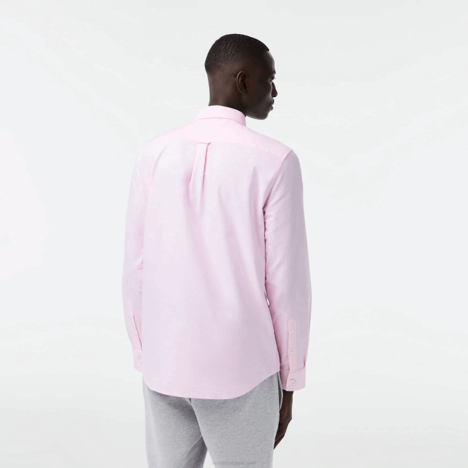 rose pâle V6HV1468 Hommes Lacoste chemise coupe classique en coton oxford
