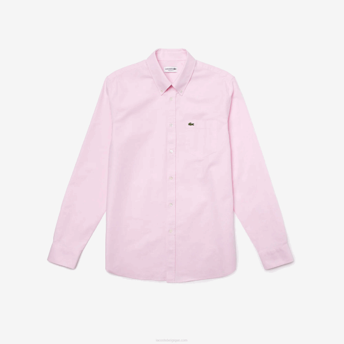 rose pâle V6HV1468 Hommes Lacoste chemise coupe classique en coton oxford