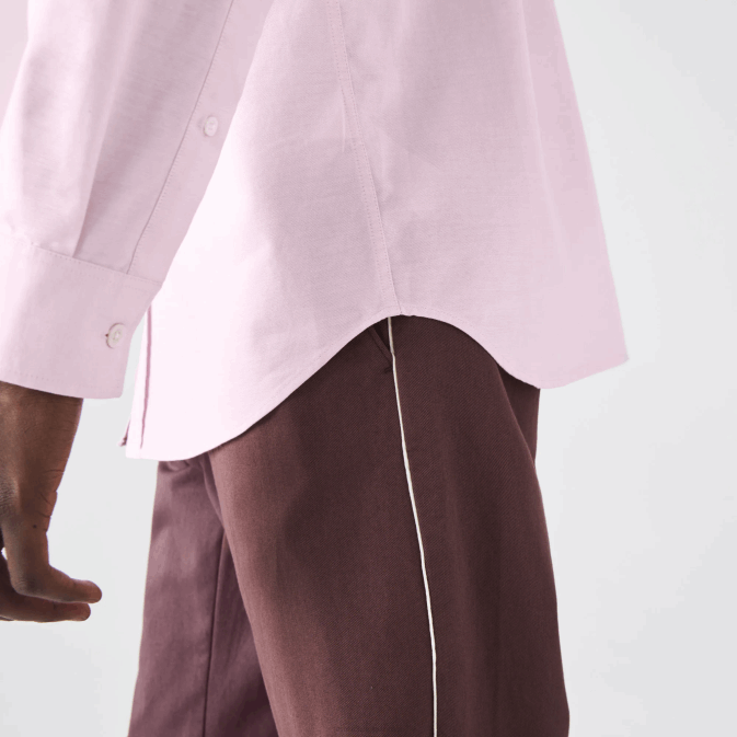 rose pâle V6HV1468 Hommes Lacoste chemise coupe classique en coton oxford
