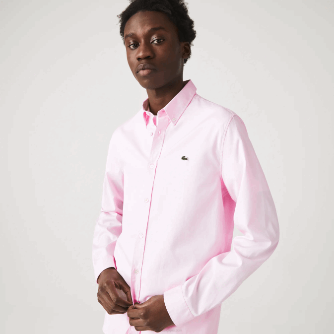 rose pâle V6HV1649 Hommes Lacoste chemise coupe slim en coton premium
