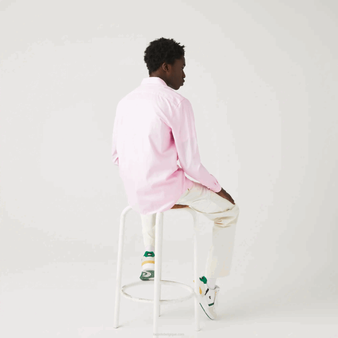 rose pâle V6HV1649 Hommes Lacoste chemise coupe slim en coton premium