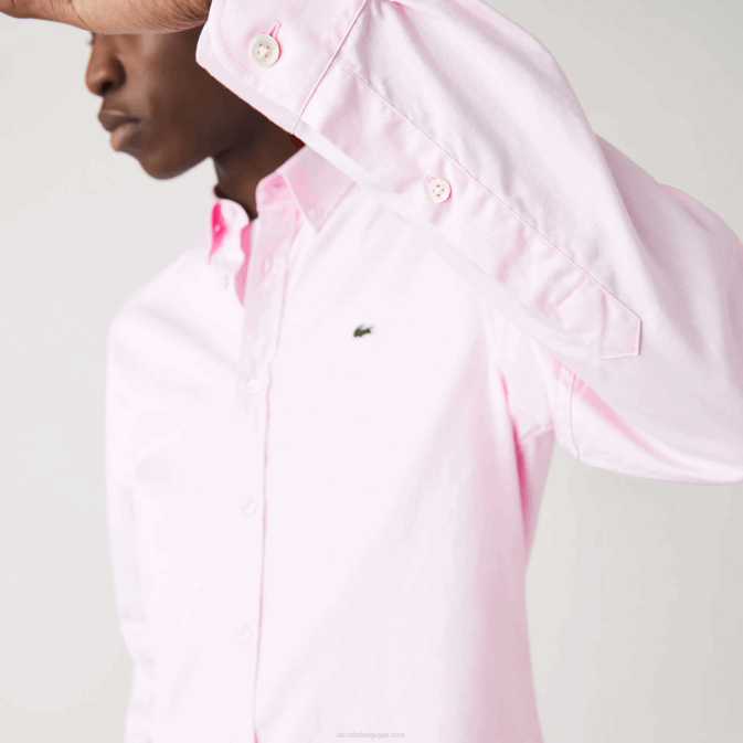 rose pâle V6HV1649 Hommes Lacoste chemise coupe slim en coton premium