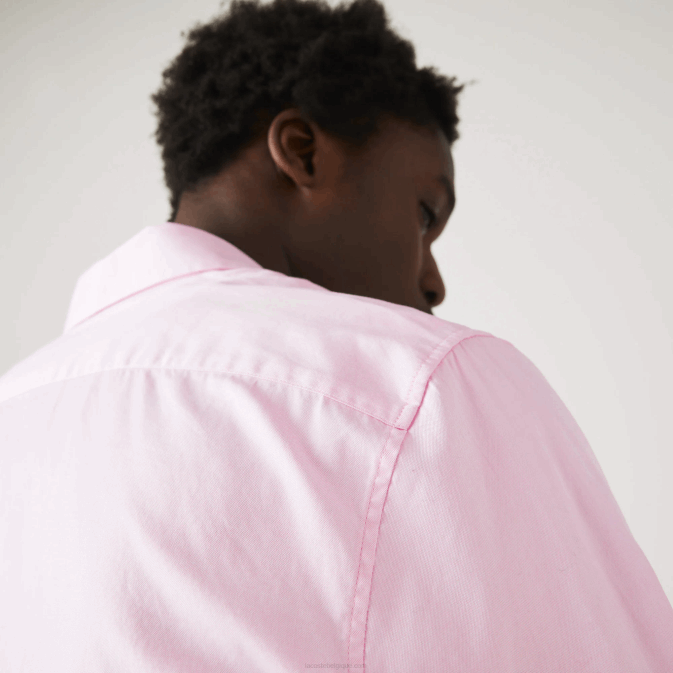 rose pâle V6HV1649 Hommes Lacoste chemise coupe slim en coton premium