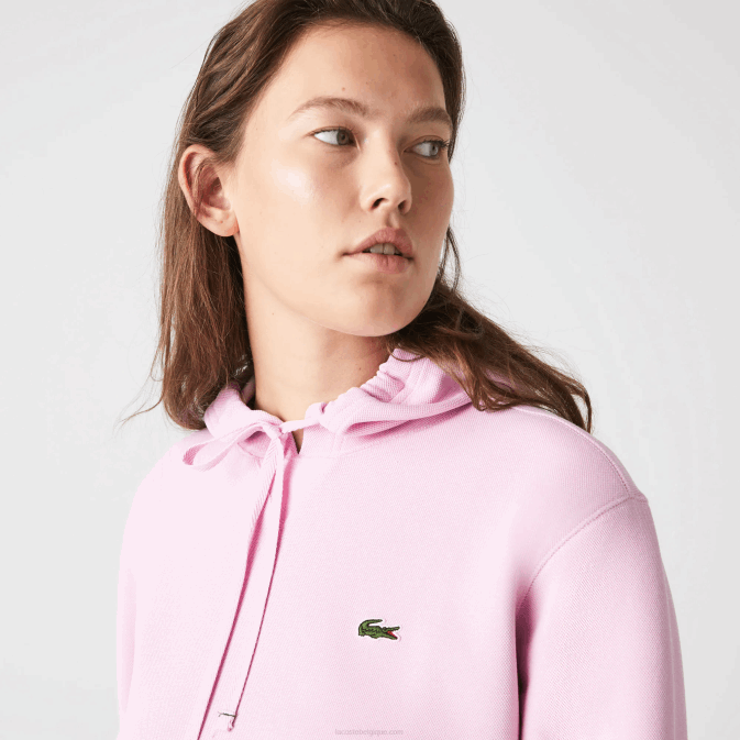 rose z4h V6HV2530 femmes Lacoste sweat ample à capuche en coton mélangé