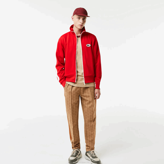 rouge 240 V6HV1015 Hommes Lacoste sweat col montant regular fit zippé en piqué