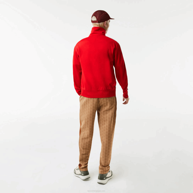 rouge 240 V6HV1015 Hommes Lacoste sweat col montant regular fit zippé en piqué
