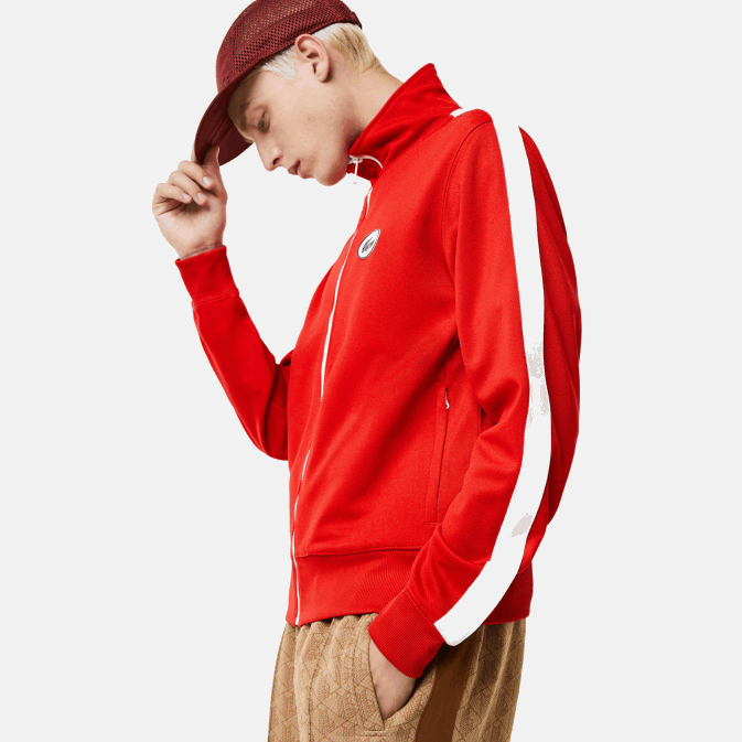 rouge 240 V6HV1015 Hommes Lacoste sweat col montant regular fit zippé en piqué
