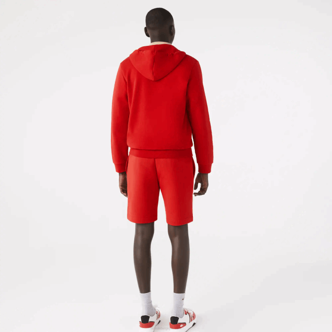 rouge 240 V6HV1373 Hommes Lacoste short en molleton de coton bio brossé