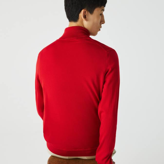 rouge 240 V6HV1593 Hommes Lacoste pull à col roulé en laine mérinos