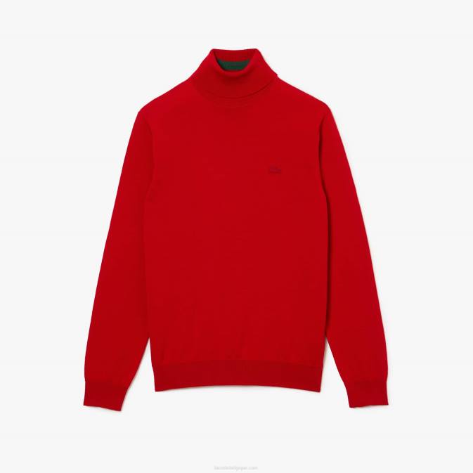 rouge 240 V6HV1593 Hommes Lacoste pull à col roulé en laine mérinos