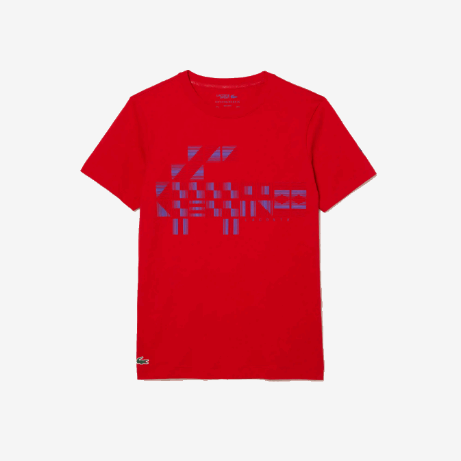 rouge 240 V6HV604 Hommes Lacoste t-shirt imprimé sport x novak djokovic
