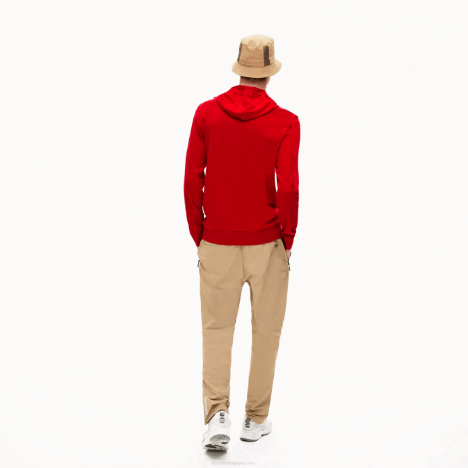rouge 240 V6HV620 Hommes Lacoste sweat à capuche en jersey de coton