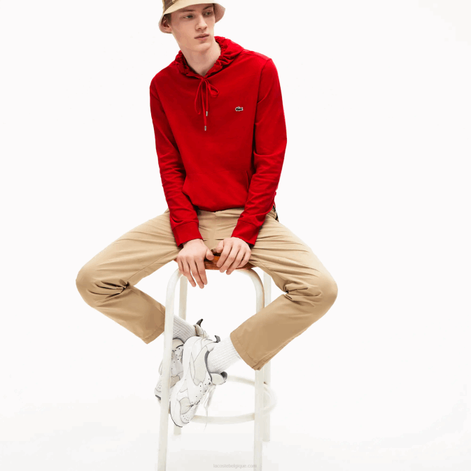 rouge 240 V6HV620 Hommes Lacoste sweat à capuche en jersey de coton