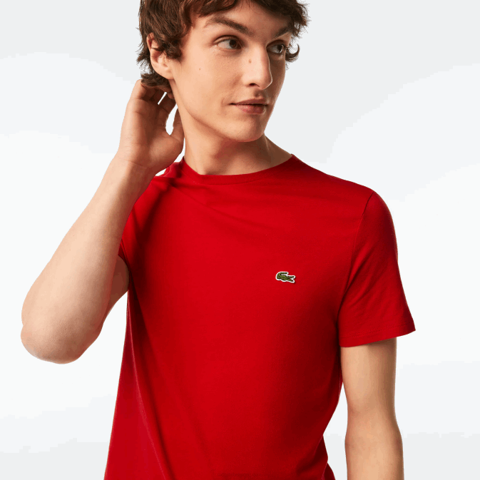 rouge 240 V6HV664 Hommes Lacoste t-shirt en jersey de coton pima à col rond