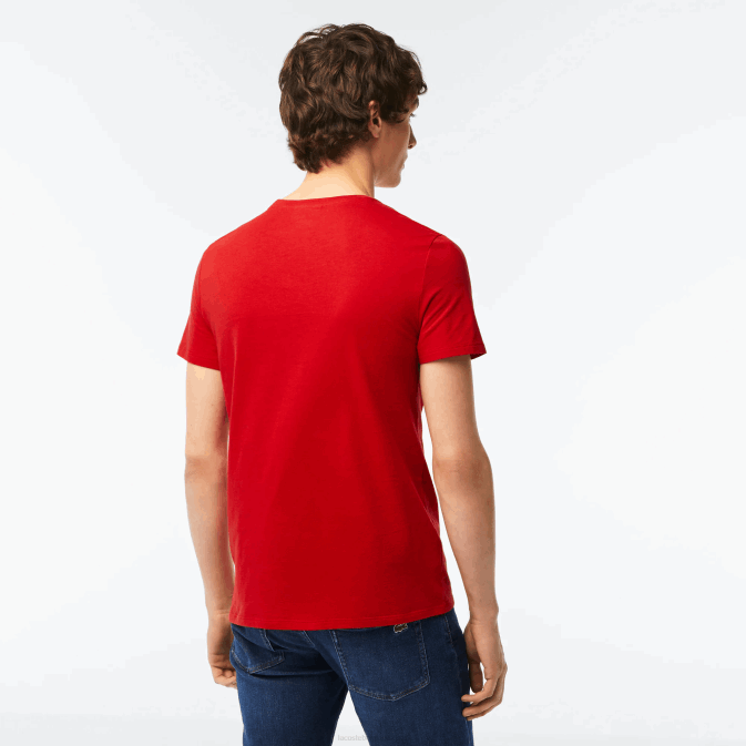 rouge 240 V6HV664 Hommes Lacoste t-shirt en jersey de coton pima à col rond