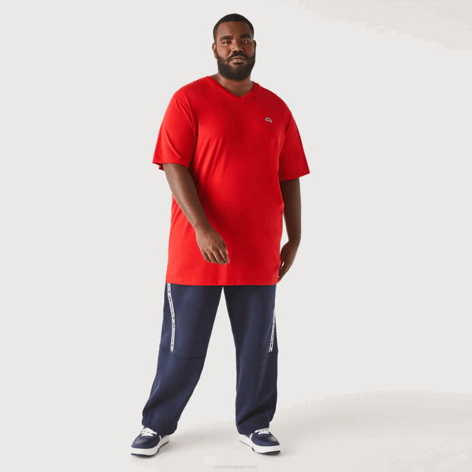 rouge 240 V6HV709 Hommes Lacoste polo regular fit en coton côtelé à col en V (grande taille)