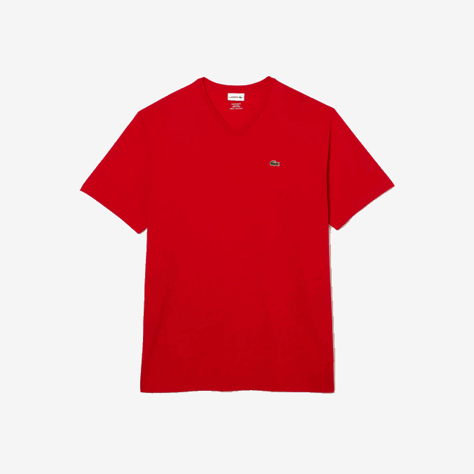 rouge 240 V6HV709 Hommes Lacoste polo regular fit en coton côtelé à col en V (grande taille)