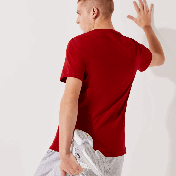 rouge 5sx V6HV930 Hommes Lacoste t-shirt respirant à logo imprimé