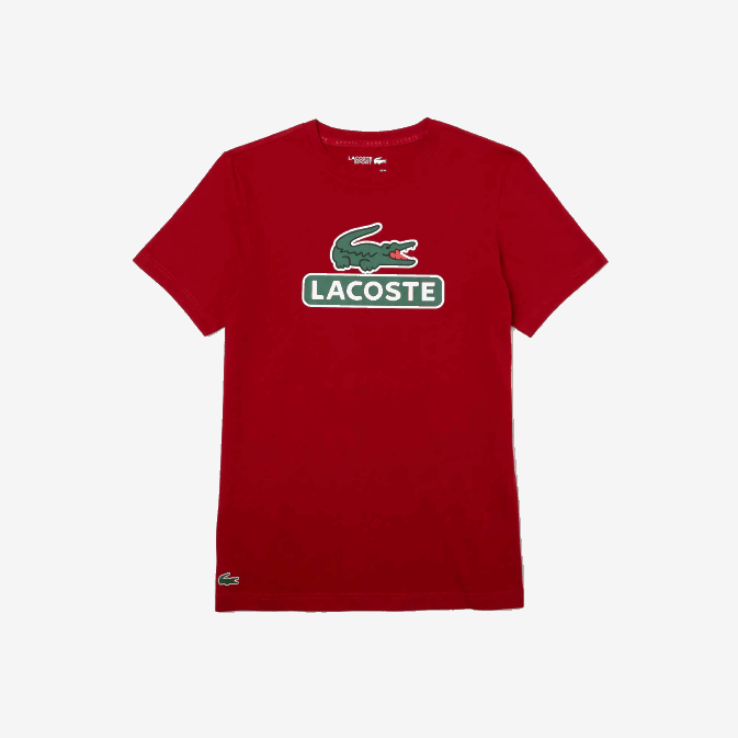 rouge 5sx V6HV930 Hommes Lacoste t-shirt respirant à logo imprimé