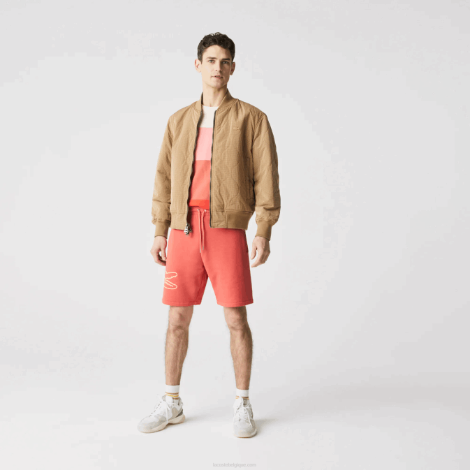 rouge 67g V6HV1608 Hommes Lacoste short en molleton à imprimé crocodile