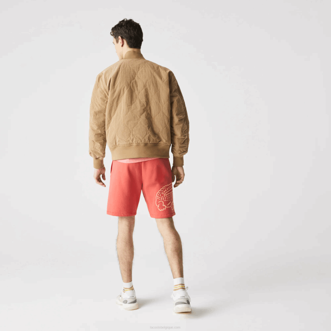 rouge 67g V6HV1608 Hommes Lacoste short en molleton à imprimé crocodile