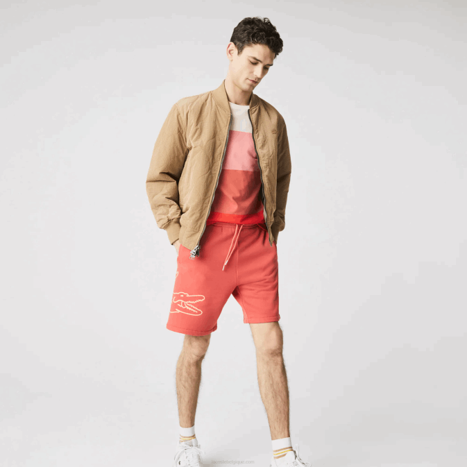rouge 67g V6HV1608 Hommes Lacoste short en molleton à imprimé crocodile