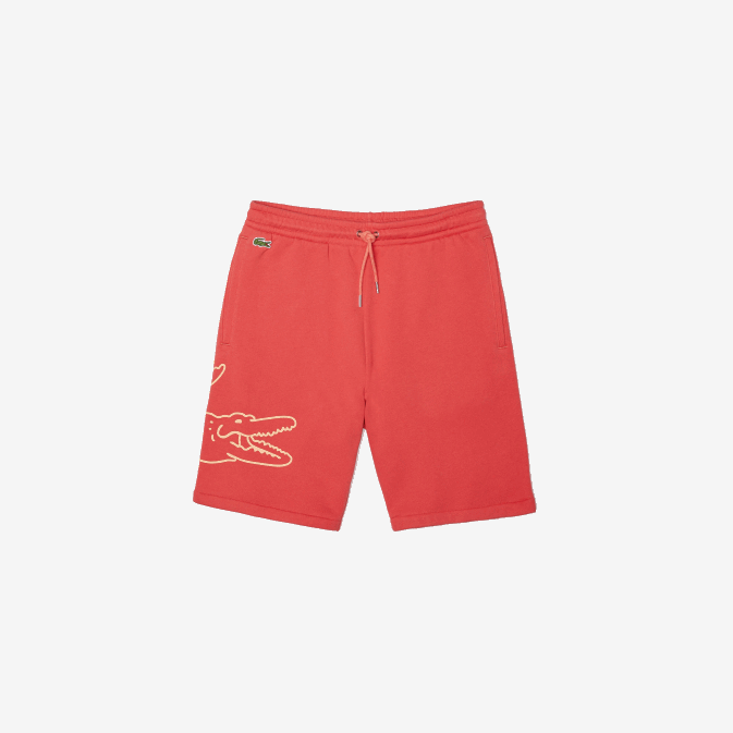 rouge 67g V6HV1608 Hommes Lacoste short en molleton à imprimé crocodile