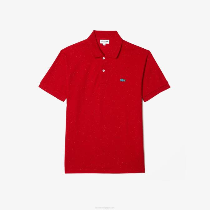 rouge 7cq V6HV594 Hommes Lacoste polo en piqué de coton imprimé moucheté coupe classique