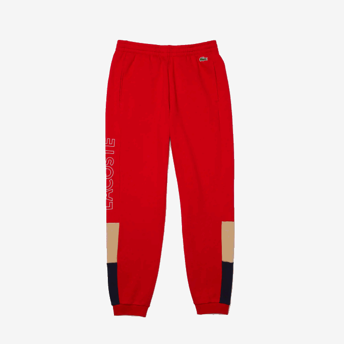 rouge beige bleu marine 1fu V6HV1109 Hommes Lacoste pantalon de jogging en polaire color block de marque