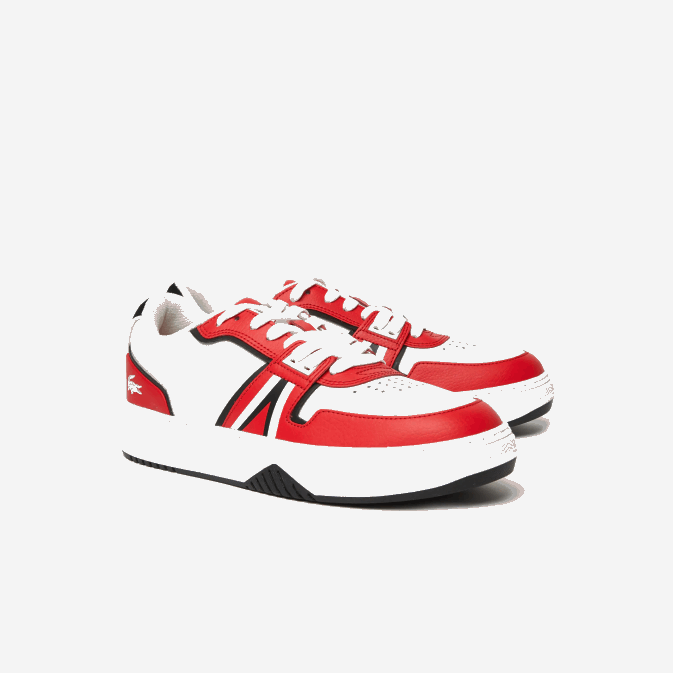 rouge blanc 17k V6HV1853 Hommes Lacoste l001 baskets contrastantes en cuir