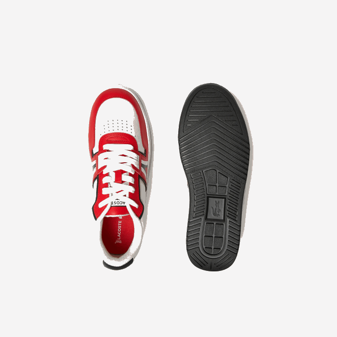 rouge blanc 17k V6HV1853 Hommes Lacoste l001 baskets contrastantes en cuir