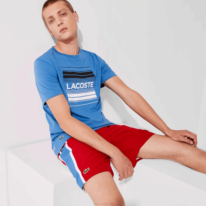 rouge bleu blanc cmj V6HV1366 Hommes Lacoste short sport léger à empiècements colorblock
