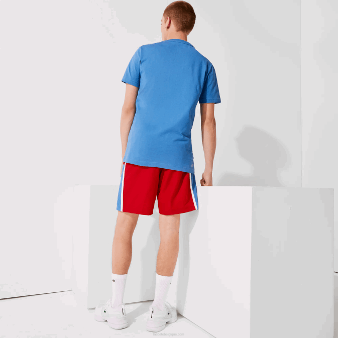 rouge bleu blanc cmj V6HV1366 Hommes Lacoste short sport léger à empiècements colorblock
