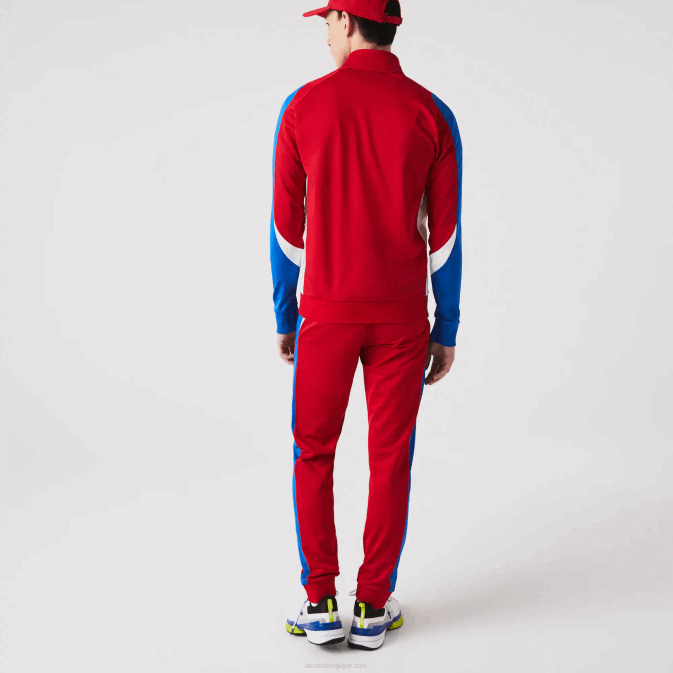 rouge bleu blanc w50 V6HV977 Hommes Lacoste sweat de tennis zip coupe classique sport