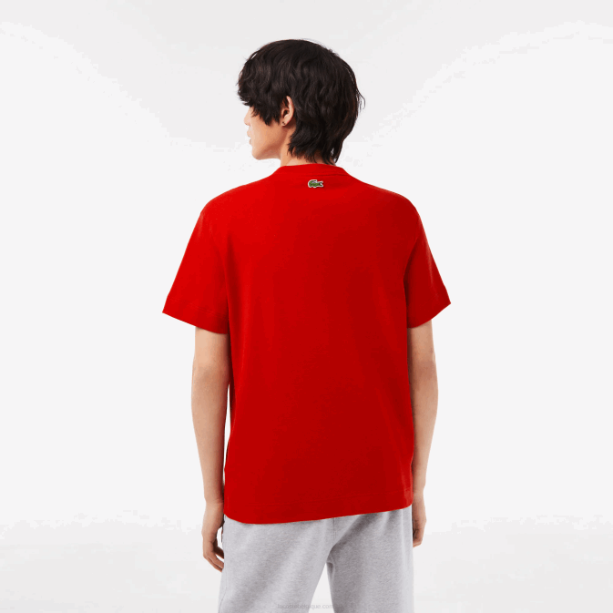 rouge rose s4i V6HV131 Hommes Lacoste t-shirt coupe décontractée en coton ton sur ton avec logo