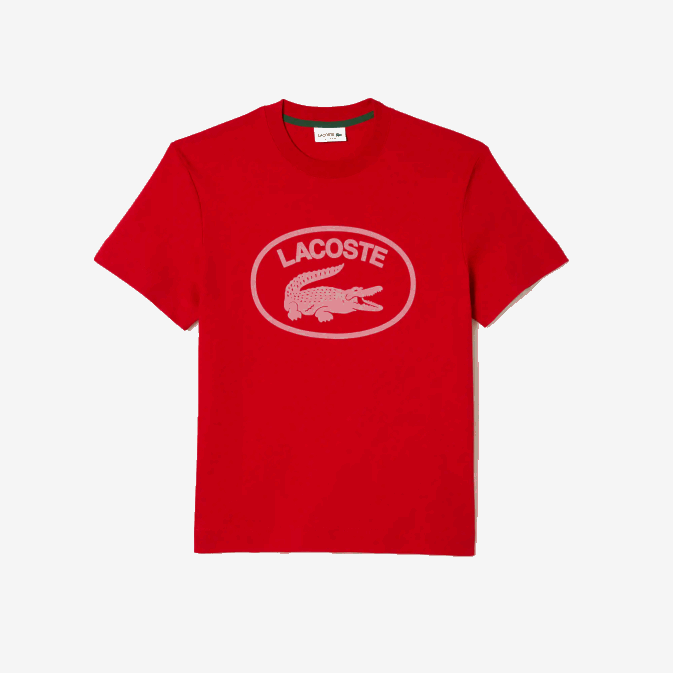 rouge rose s4i V6HV131 Hommes Lacoste t-shirt coupe décontractée en coton ton sur ton avec logo