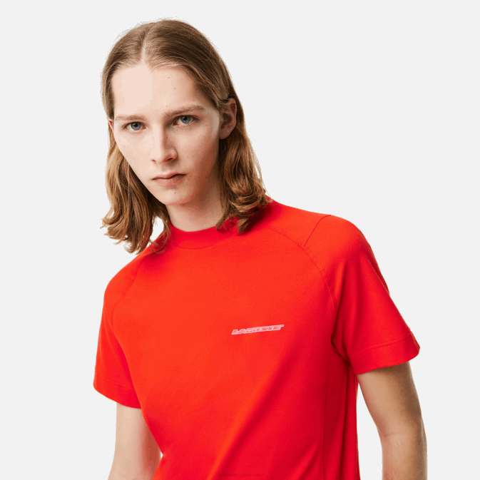 s5h rouge V6HV121 Hommes Lacoste t-shirt slim en piqué de coton bio