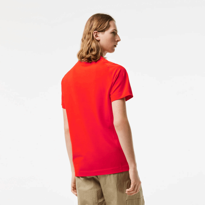 s5h rouge V6HV121 Hommes Lacoste t-shirt slim en piqué de coton bio