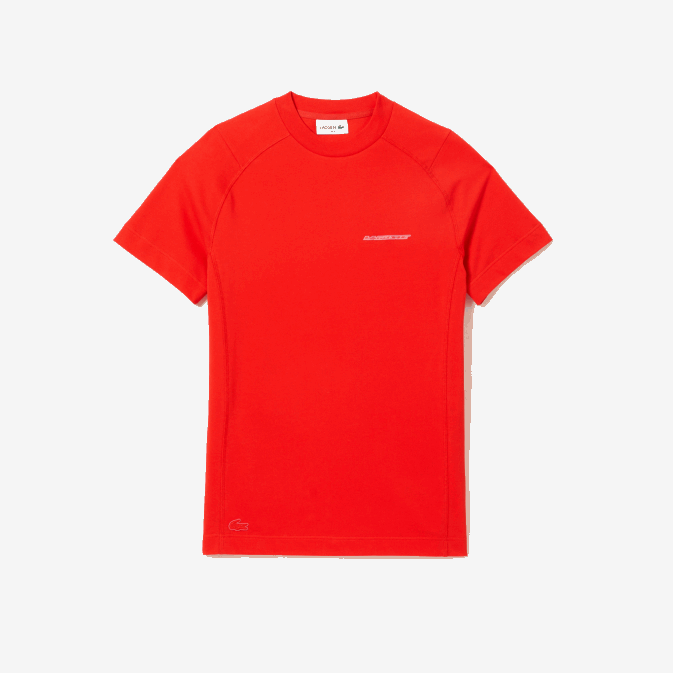 s5h rouge V6HV121 Hommes Lacoste t-shirt slim en piqué de coton bio