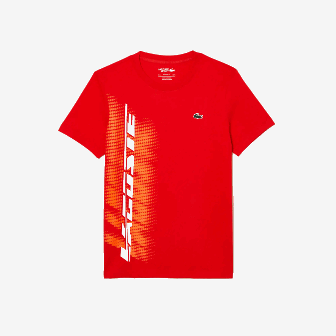 s5h rouge V6HV222 Hommes Lacoste t-shirt de sport coupe classique avec marquage contrasté