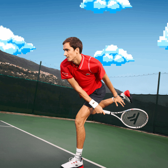 s5h rouge V6HV233 Hommes Lacoste polo tennis x daniil medvedev