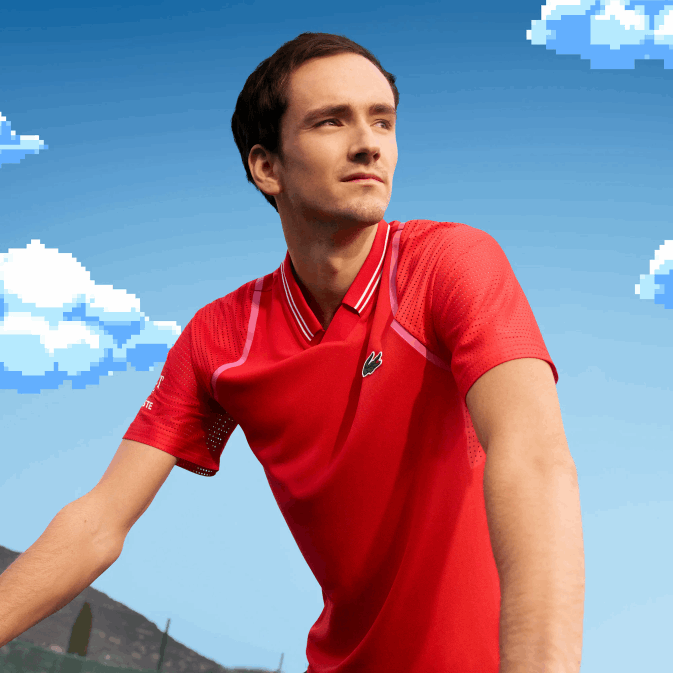 s5h rouge V6HV233 Hommes Lacoste polo tennis x daniil medvedev