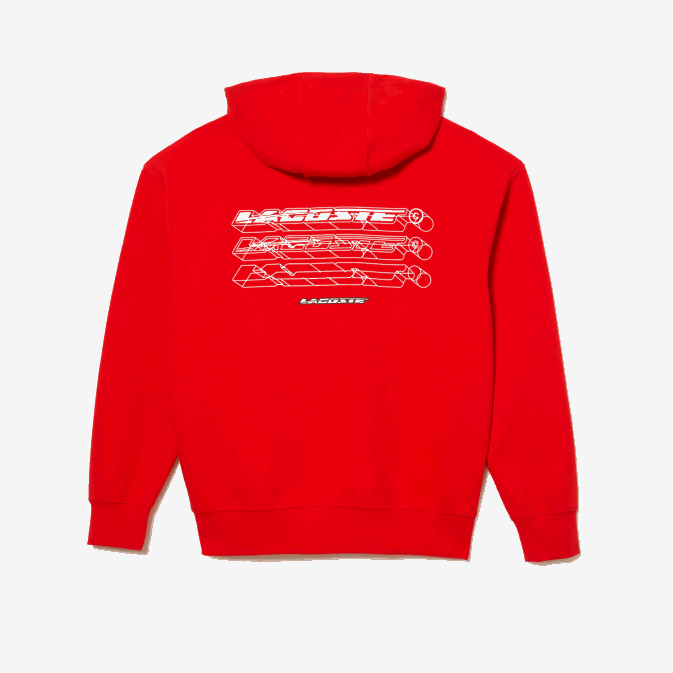 s5h rouge V6HV376 Hommes Lacoste sweat à capuche réversible coupe ample