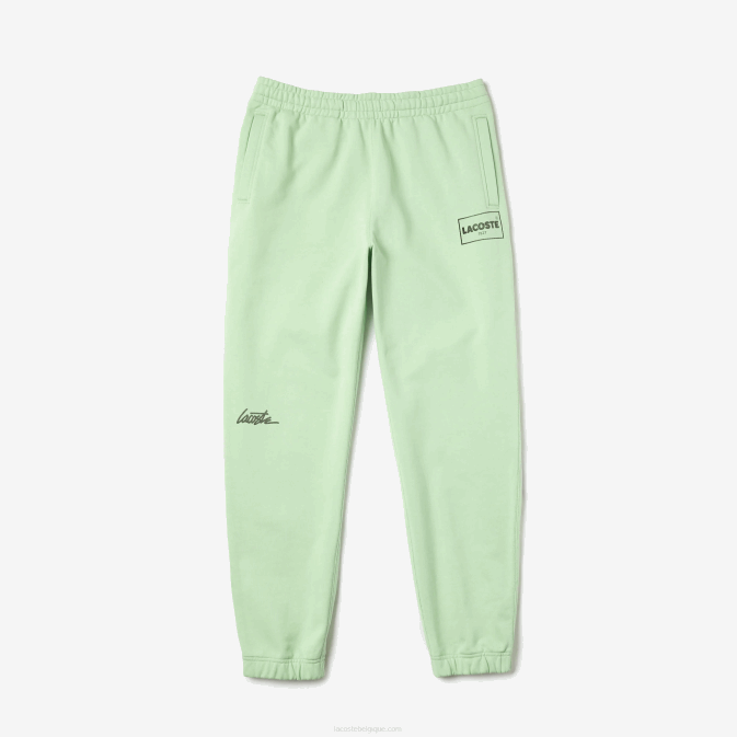salut vert V6HV1136 Hommes Lacoste pantalon de jogging en molleton de coton à imprimé héritage vivant