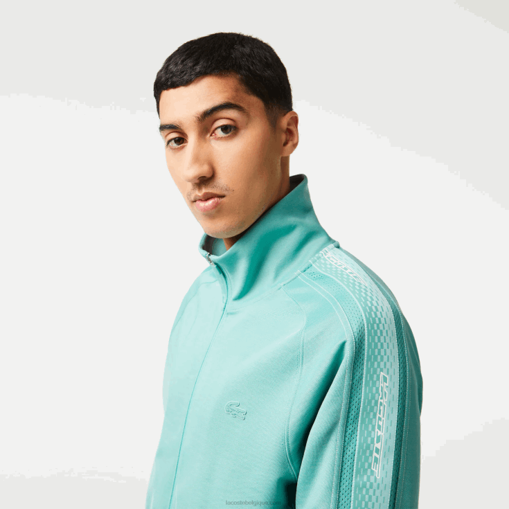 sweat zippé regular fit en piqué vert 3a4 X8Z4L30 Lacoste Hommes