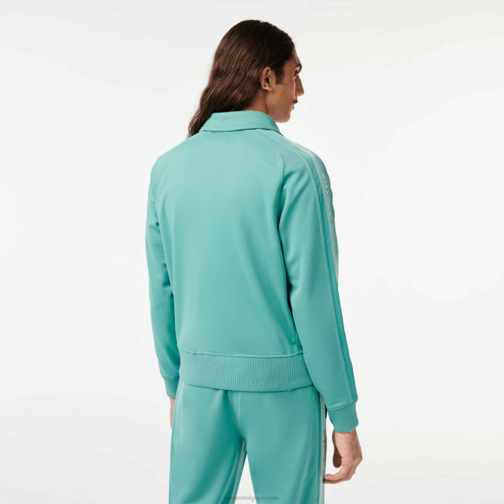 sweat zippé regular fit en piqué vert 3a4 X8Z4L30 Lacoste Hommes