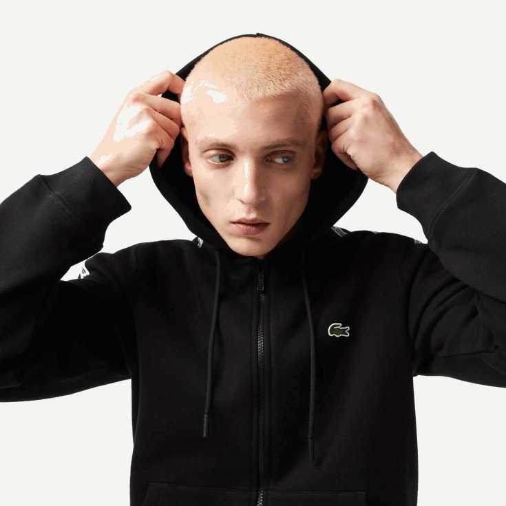 sweat à capuche zippé coupe classique avec rayures de la marque noir 031 X8Z4L13 Lacoste Hommes