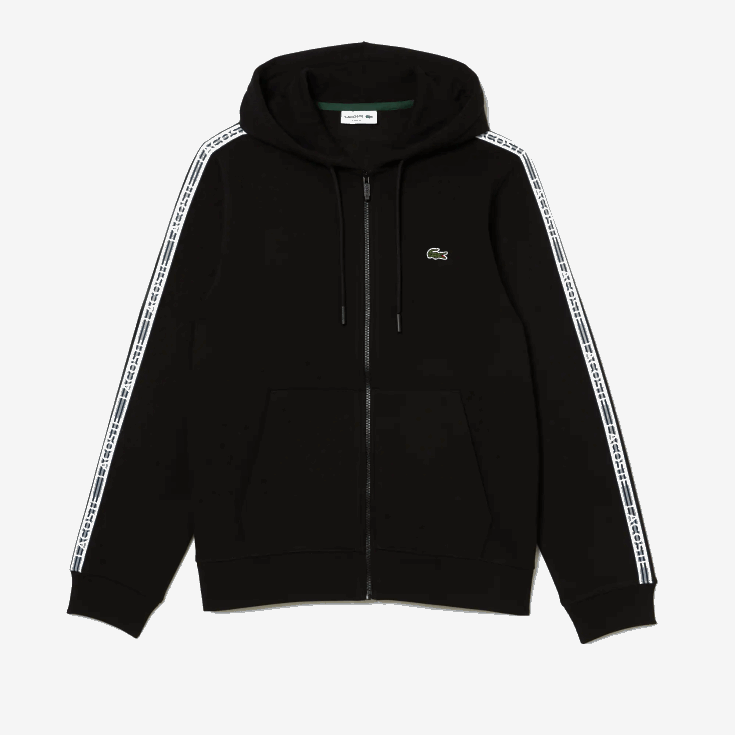 sweat à capuche zippé coupe classique avec rayures de la marque noir 031 X8Z4L13 Lacoste Hommes